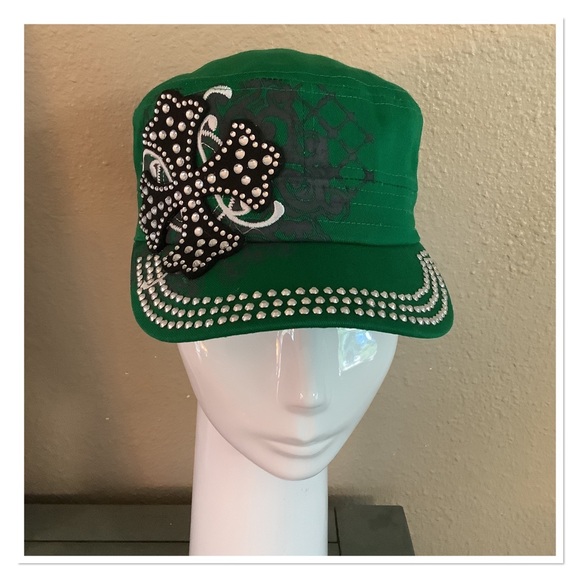Green Rhinestone Cap - Picture 2 of 5